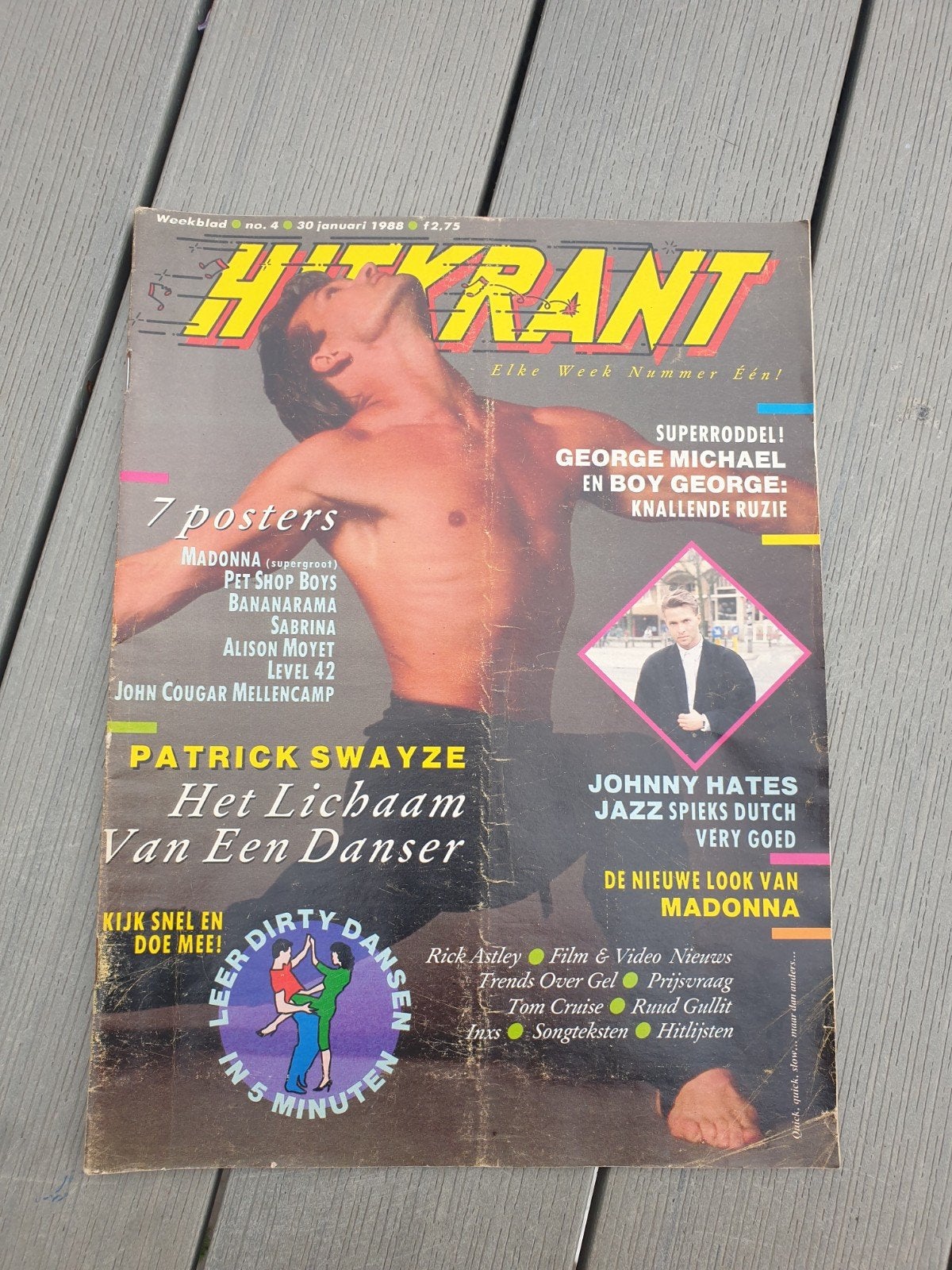 Hitkrant januari '88 cover Patrick Swayze, Ophalen of Verzenden
