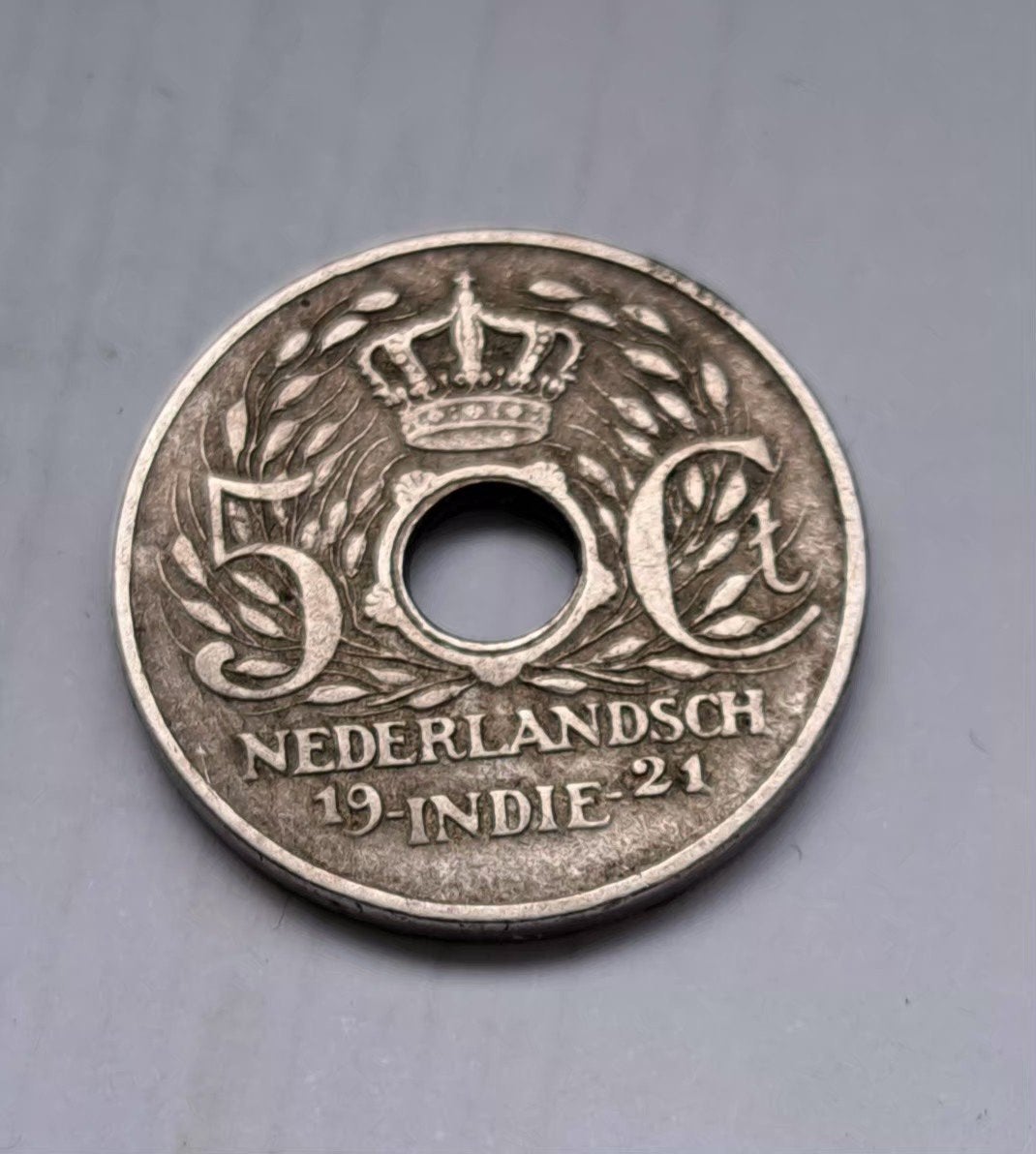 Mooie munt 5 cent  uit nederlands indie van 1921, Ophalen