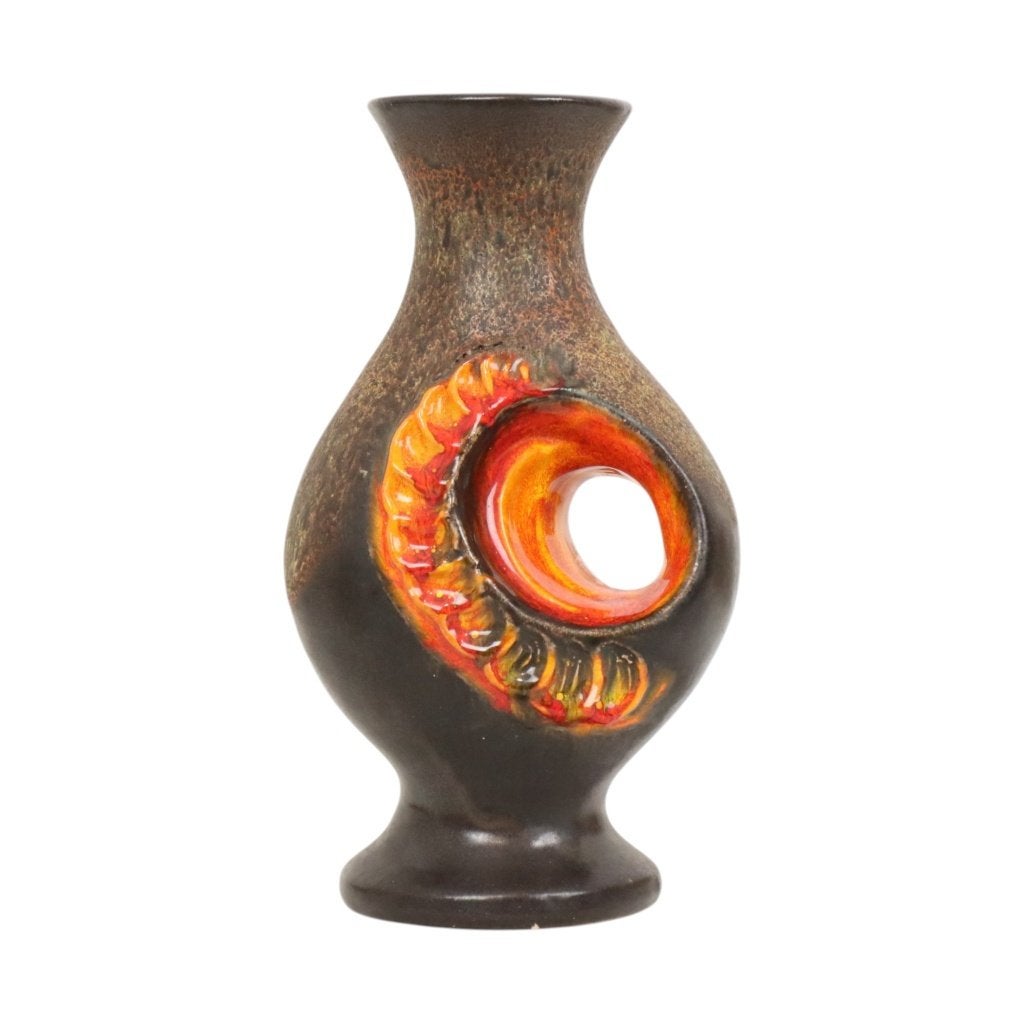 Zeldzame Oranje Fat Lava Vaas West Germany Gerhards 26cm, Ophalen of Verzenden