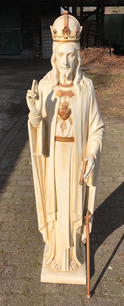 groot antiek heilige beeld van Jezus in Koningsdracht., Antiek en Kunst, Ophalen