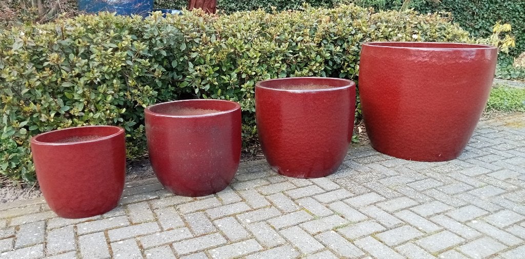 Zeer grote geglazuurde fil potten in twee kleuren nieuw., Tuin en Terras, Bloempotten, Ophalen, 40 cm of meer, Rond, Nieuw