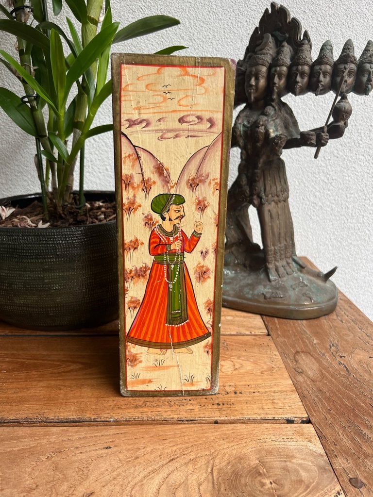 Indiase kandelaar India kandelaar vintage handbeschilderd, Huis en Inrichting, Woonaccessoires | Kandelaars en Kaarsen, 31 cm