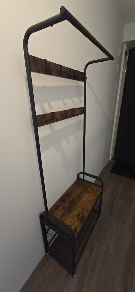 Industriële kapstok met bankje en schoenenrek, Huis en Inrichting, Woonaccessoires | Kapstokken, Gebruikt, Metaal, 150 tot 200 cm