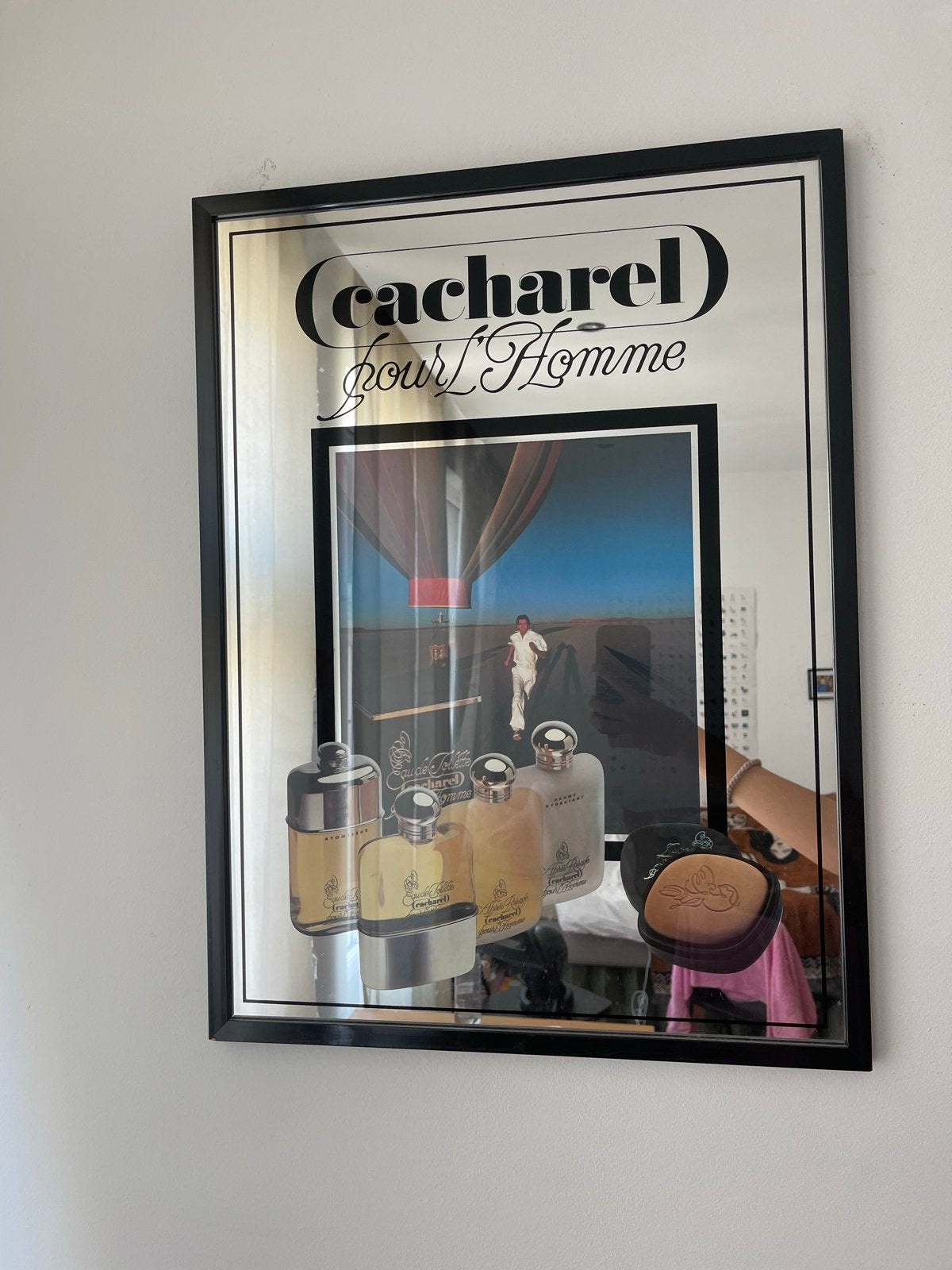 Cacharel Pour L'Homme Spiegel - Vintage Reclame, Ophalen, Gebruikt, Rechthoekig, 50 tot 75 cm