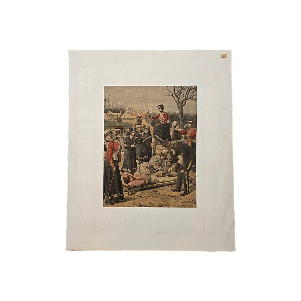 Antiek Franse kleurenlitho van Le Petit Journal, Met passe-partout, Ophalen of Verzenden, Overige onderwerpen, Lithografie
