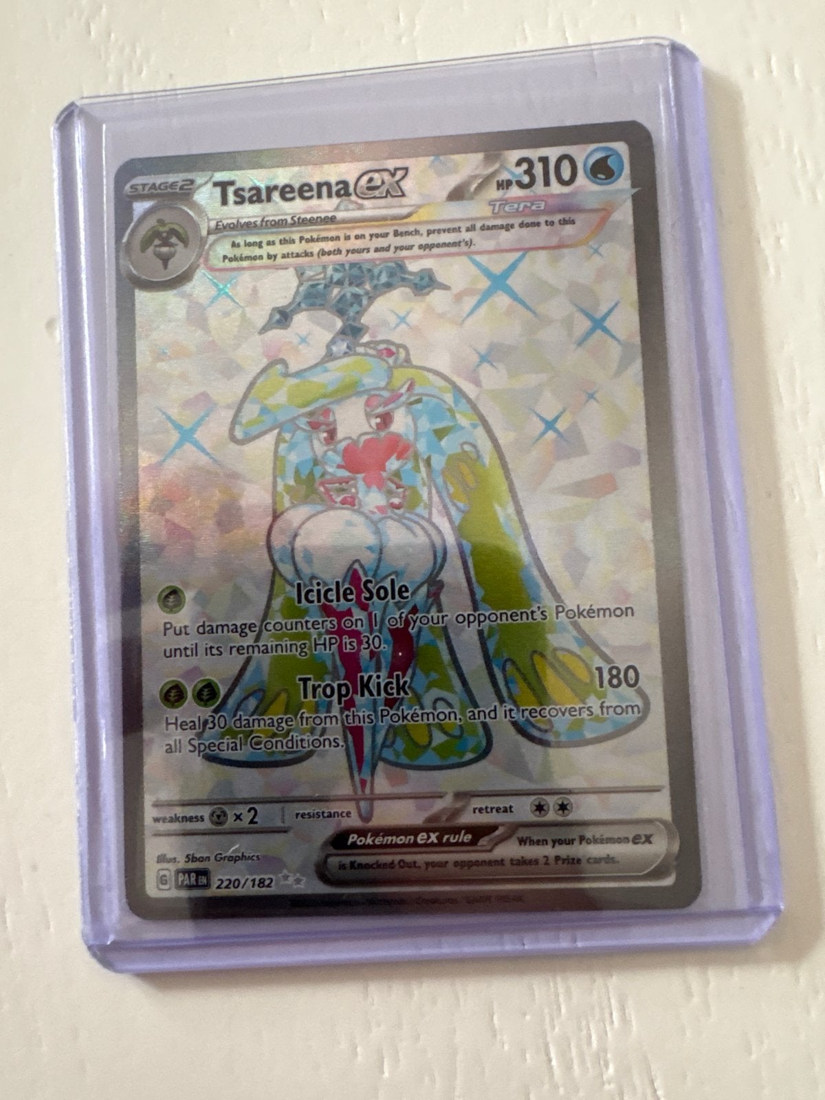 Tsareena EX 220/182 - Shiny Treasure EX - Pokémon Kaart, Ophalen of Verzenden, Zo goed als nieuw, Losse kaart, Foil