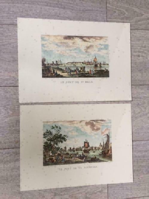 Le port de La Rochelle en Le Port de St. Malo prenten., Ophalen of Verzenden, Zo goed als nieuw, Voor 1940, Prent