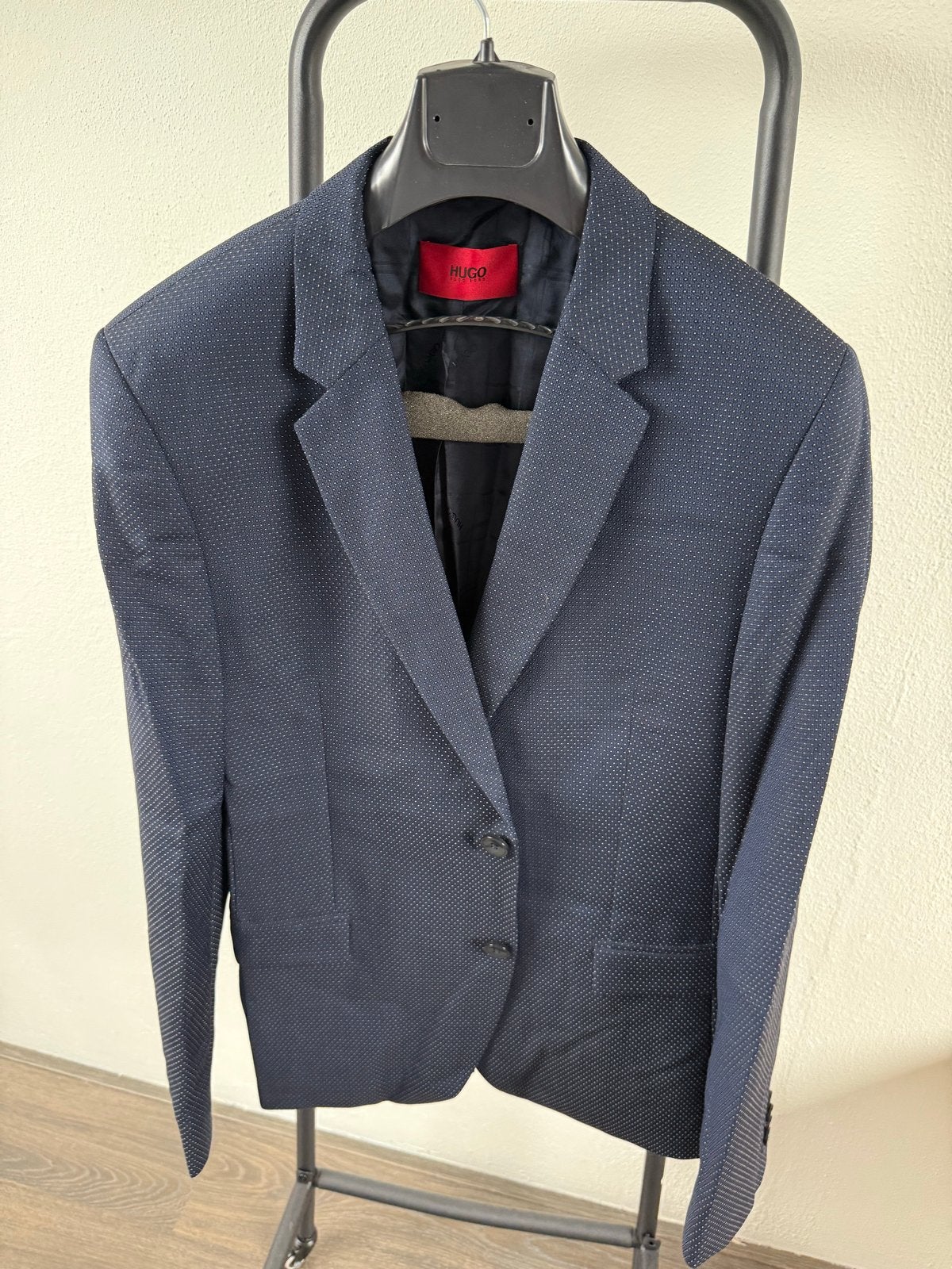 Hugo Boss Heren Colbert - Donkerblauw met stippen, Ophalen of Verzenden, Zo goed als nieuw, Maat 48/50 (M), Blauw