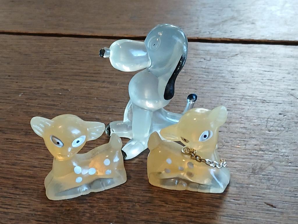 PLASTIC VINTAGE SNOOPY EN TWEE HERTJES.., Ophalen of Verzenden, Gebruikt
