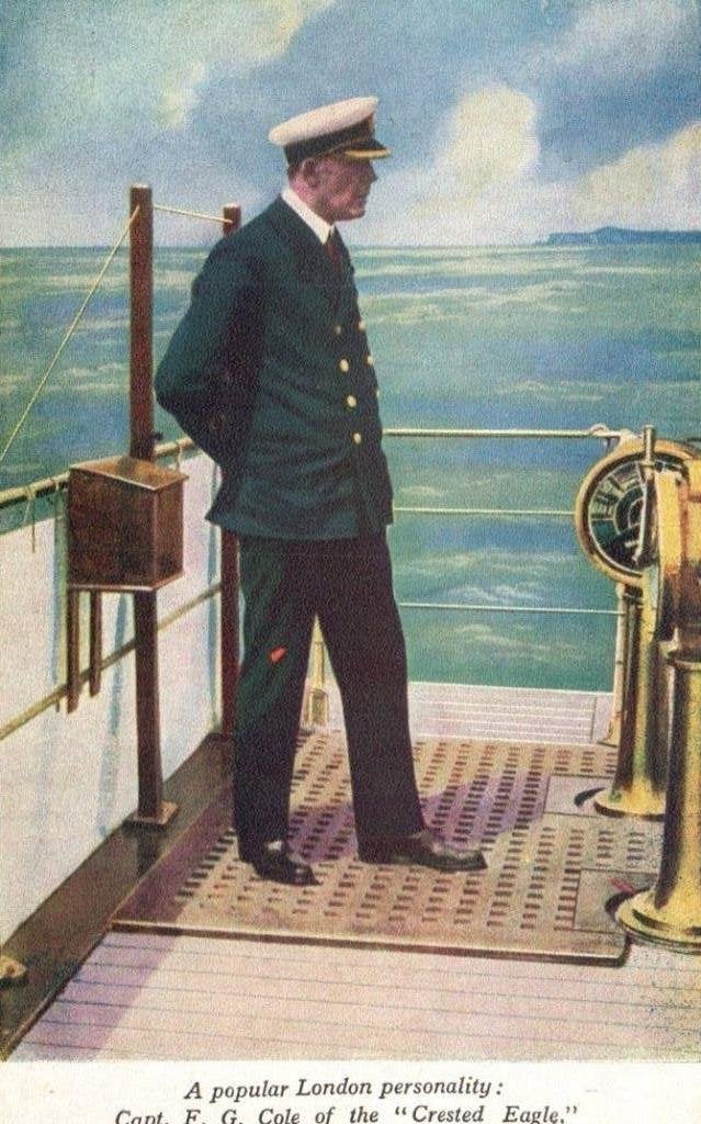 Captain F.G. Cole of the Crested Eagle sinds 1925 ., Verzamelen, Scheepvaart, Ophalen, Nieuw, Motorboot, Kaart, Foto of Prent