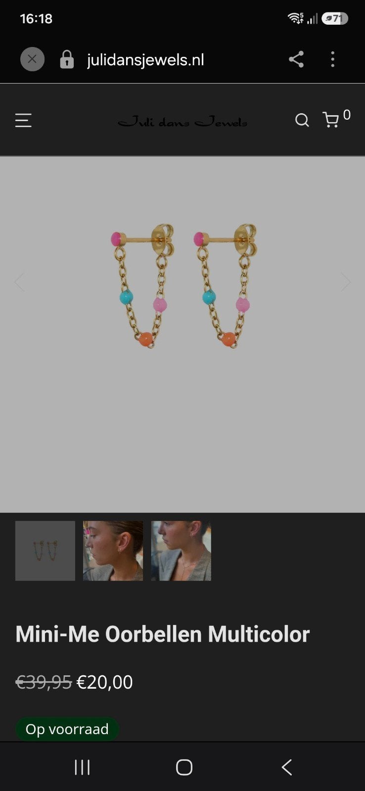 Te koop nieuwe oorbelletjes en ketting, Ophalen of Verzenden, Nieuw, Goud, Overige materialen