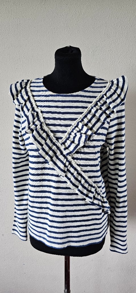 Leon & Harper gestreepte trui met ruches, maat S (3524), Kleding | Dames, Blauw, Leon & Harper, Nieuw, Ophalen of Verzenden