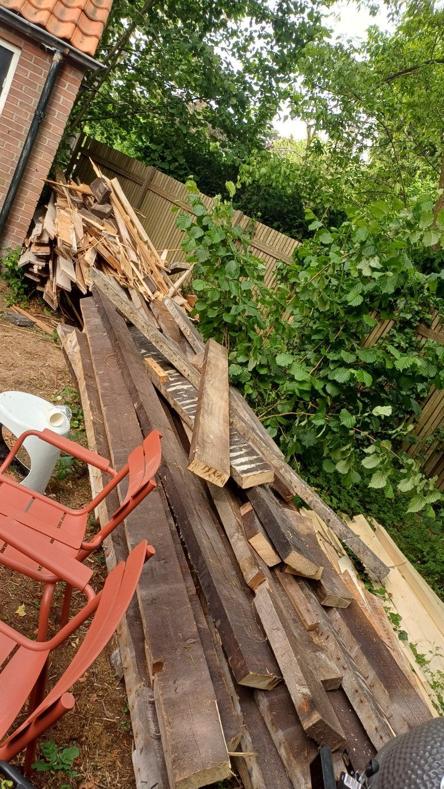 Eiken balken en vuren planken, Doe-het-zelf en Verbouw, Hout en Planken, Ophalen of Verzenden, Gebruikt, Eiken, Balk