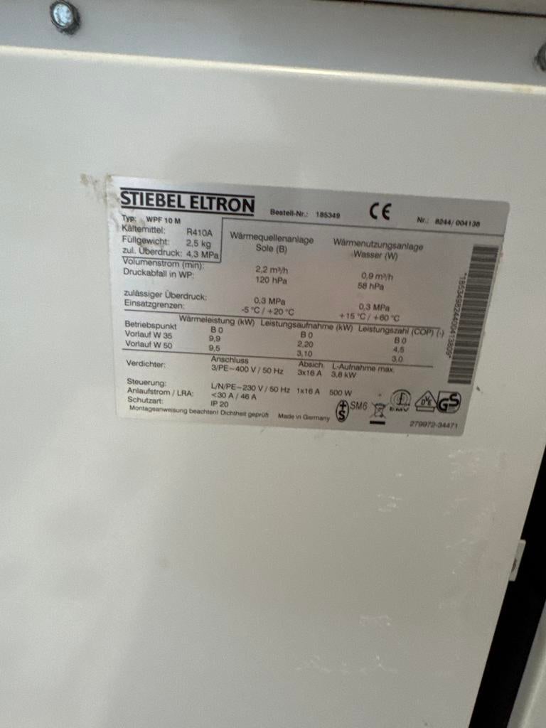 Stiebel Eltron Water/Water Warmtepomp WPF 10 M, Ophalen, Gebruikt, Overige typen, 60 tot 150 cm