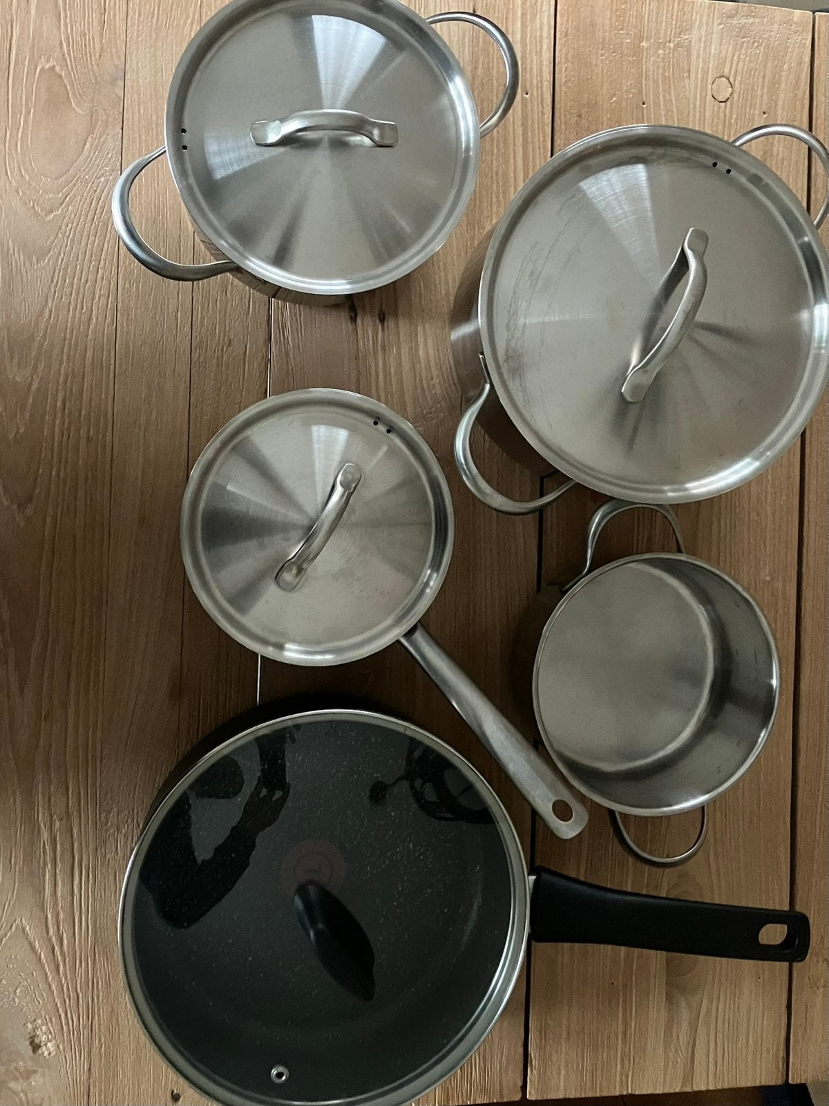 Pannenset, Ophalen, Zo goed als nieuw, Rvs, Pannenset