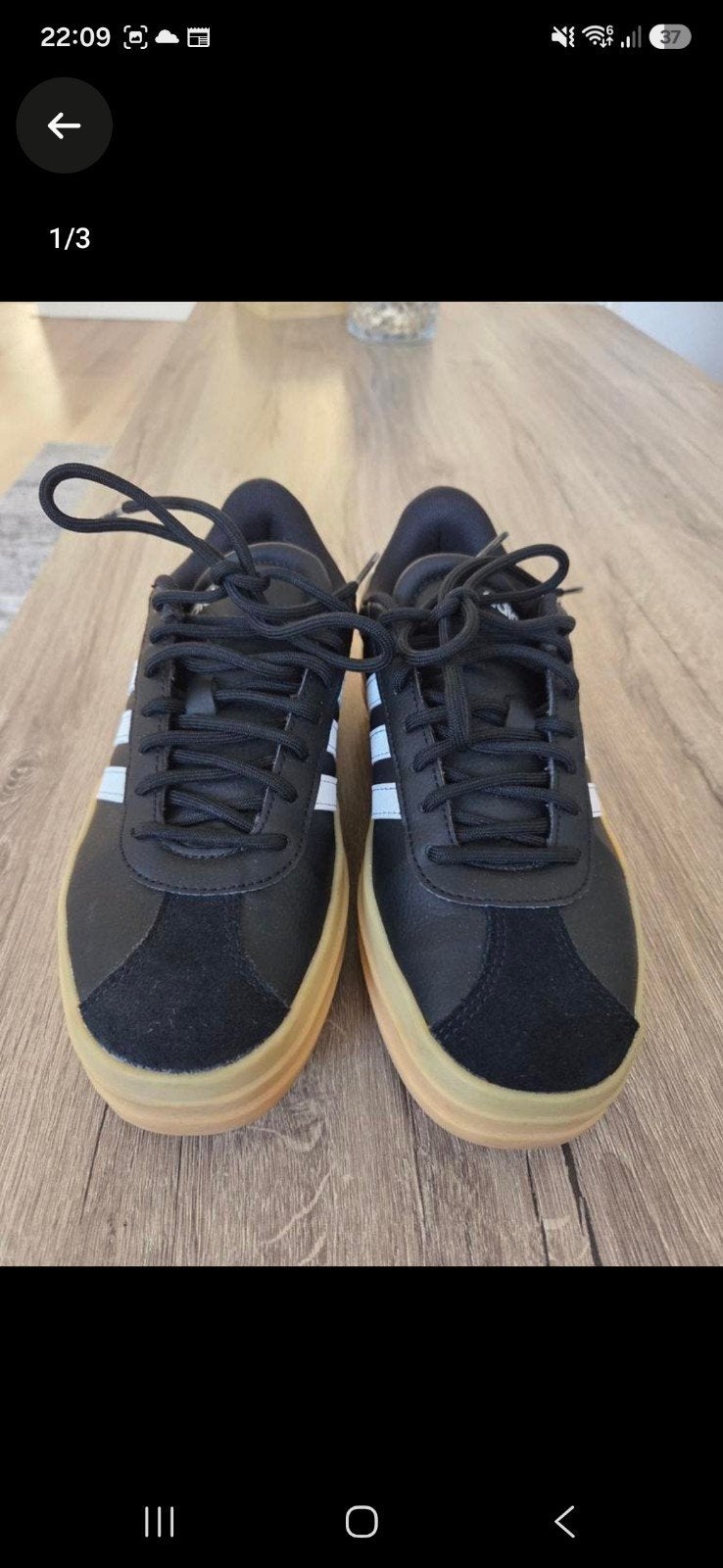 Adidas sneakers zwart met witte strepen maat 38, Ophalen of Verzenden, Nieuw