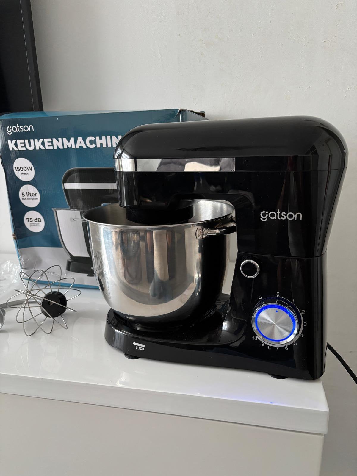 Gatson 1500W Keukenmachine 5LMengkom Keukenmixer keukenrobot, Witgoed en Apparatuur, Keukenmixers, 4 liter of meer, Nieuw, 3 snelheden of meer