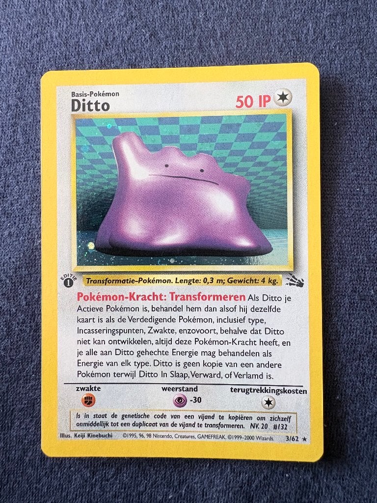 Ditto 1st Edition Holo - Fossil 3/62 - Mint, Ophalen of Verzenden, Nieuw