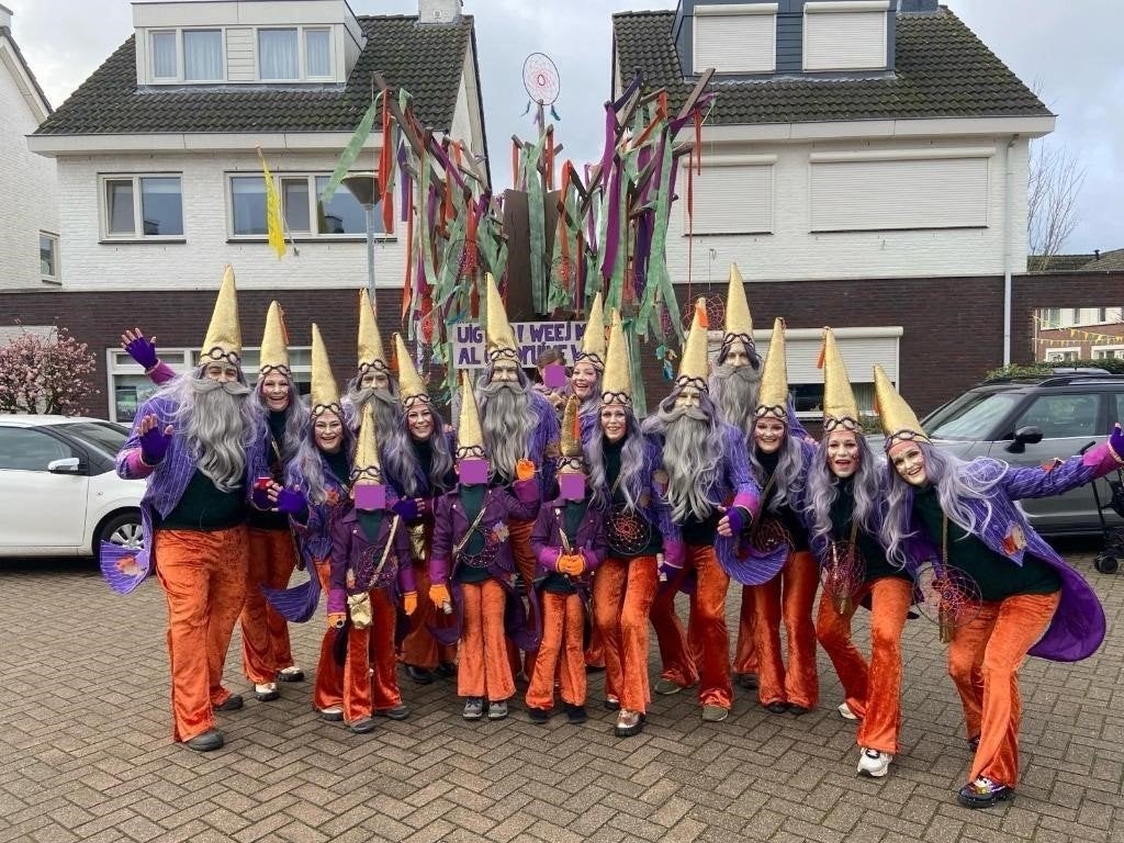 loopgroep 15 st. spits- en strohoeden broek trui en slipjas, Kleding | Dames, Ophalen, Zo goed als nieuw, Carnaval