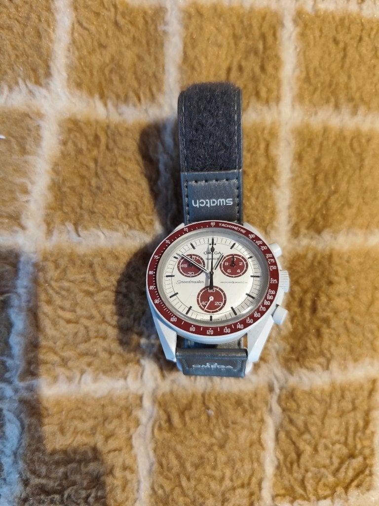 OMEGA x Swatch MoonSwatch Mission to Pluto SpeedMaster, Kunststof, Gebruikt, Polshorloge, Swatch