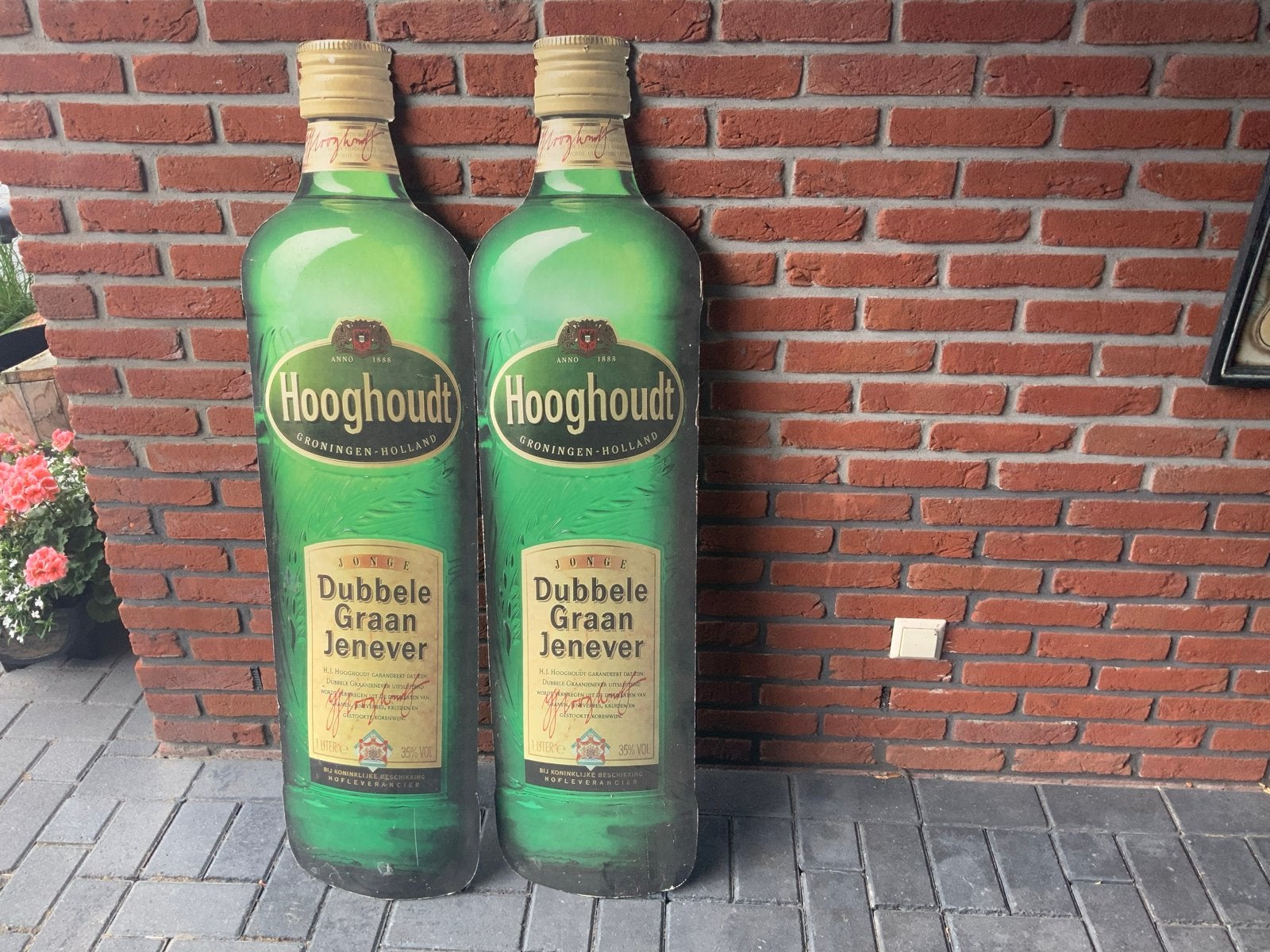 2x Hooghoudt Dubbele Graan Jenever Reclame Borden, Ophalen of Verzenden