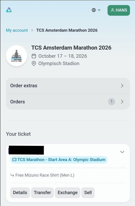 Amsterdam Marathon - startbewijs (Area A), Sport en Fitness, Loopsport en Atletiek, Overige merken, Verzenden, Overige typen, Nieuw