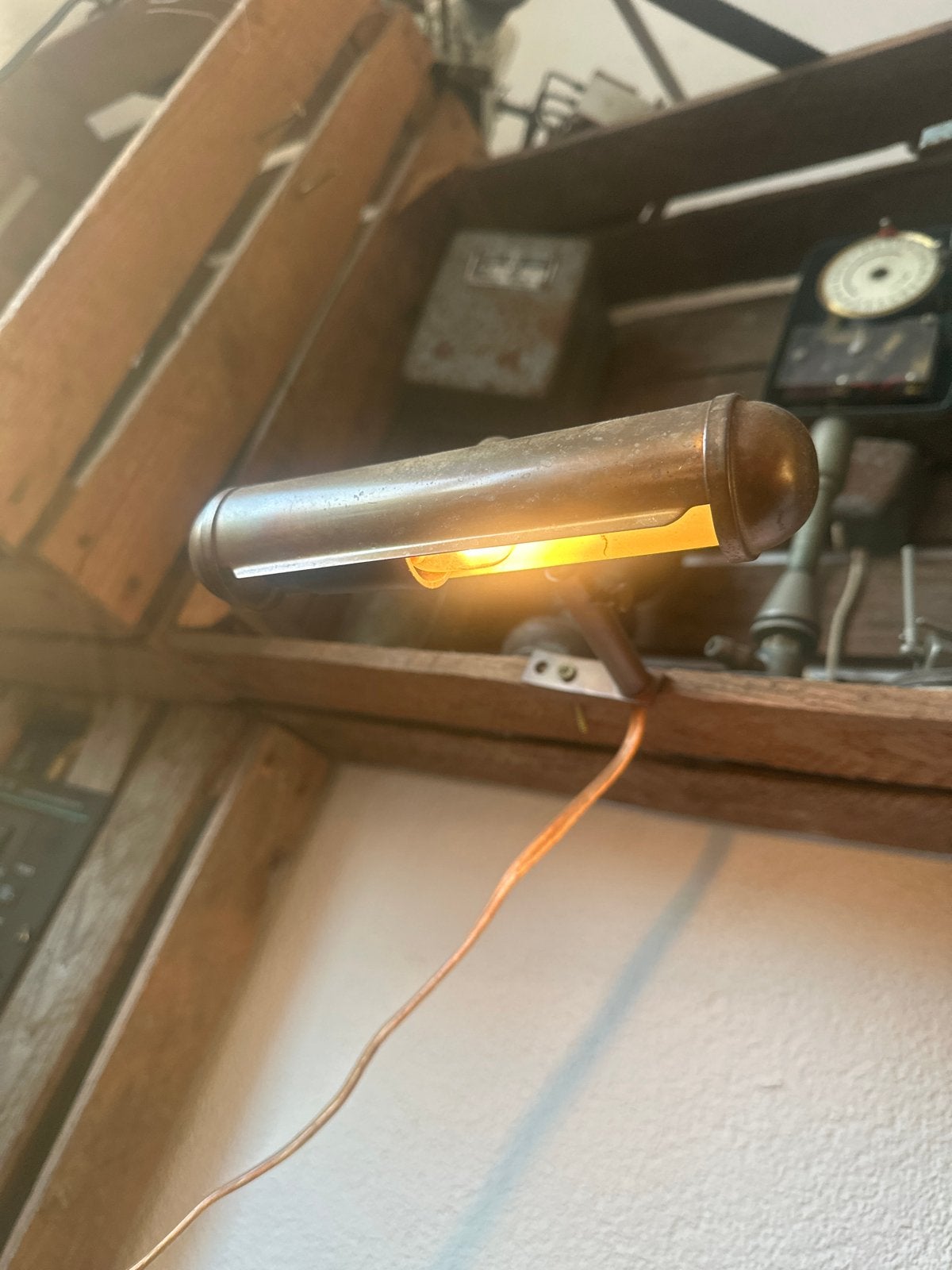 Antiek messing uitschuifbaar pianolampje, werkend, Ophalen of Verzenden