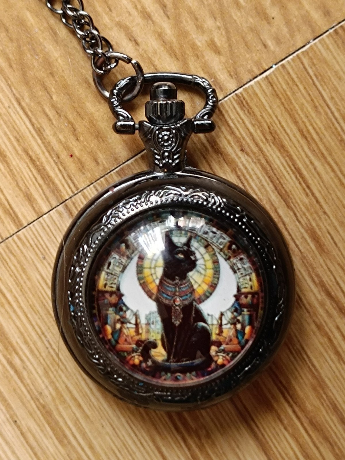 Kat - Bastet - ketting- of zakhorloge, Ophalen of Verzenden, Staal, Overige merken