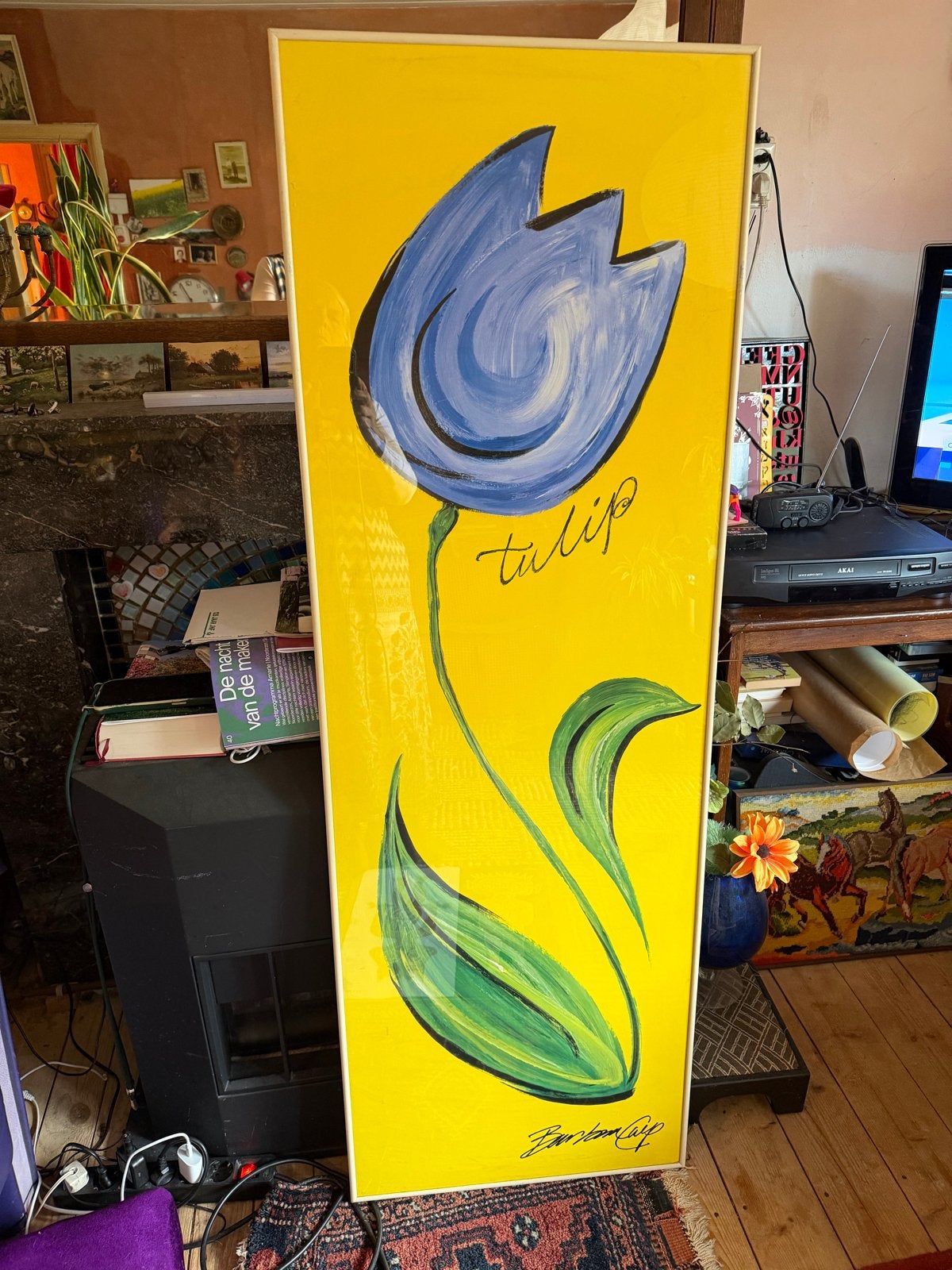Poster Barbara Culp - Blauwe Tulp (153x52 cm), Huis en Inrichting, Gebruikt, Oorspronkelijke maker, Ophalen of Verzenden, Foto of Poster