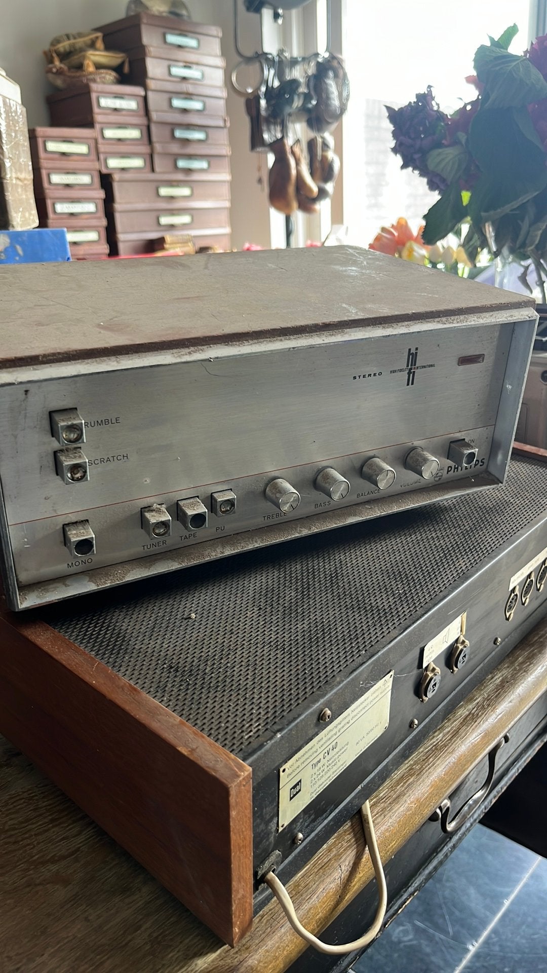 Philips vintage versterker jaren 60”stoffig en niet getest”, Ophalen of Verzenden