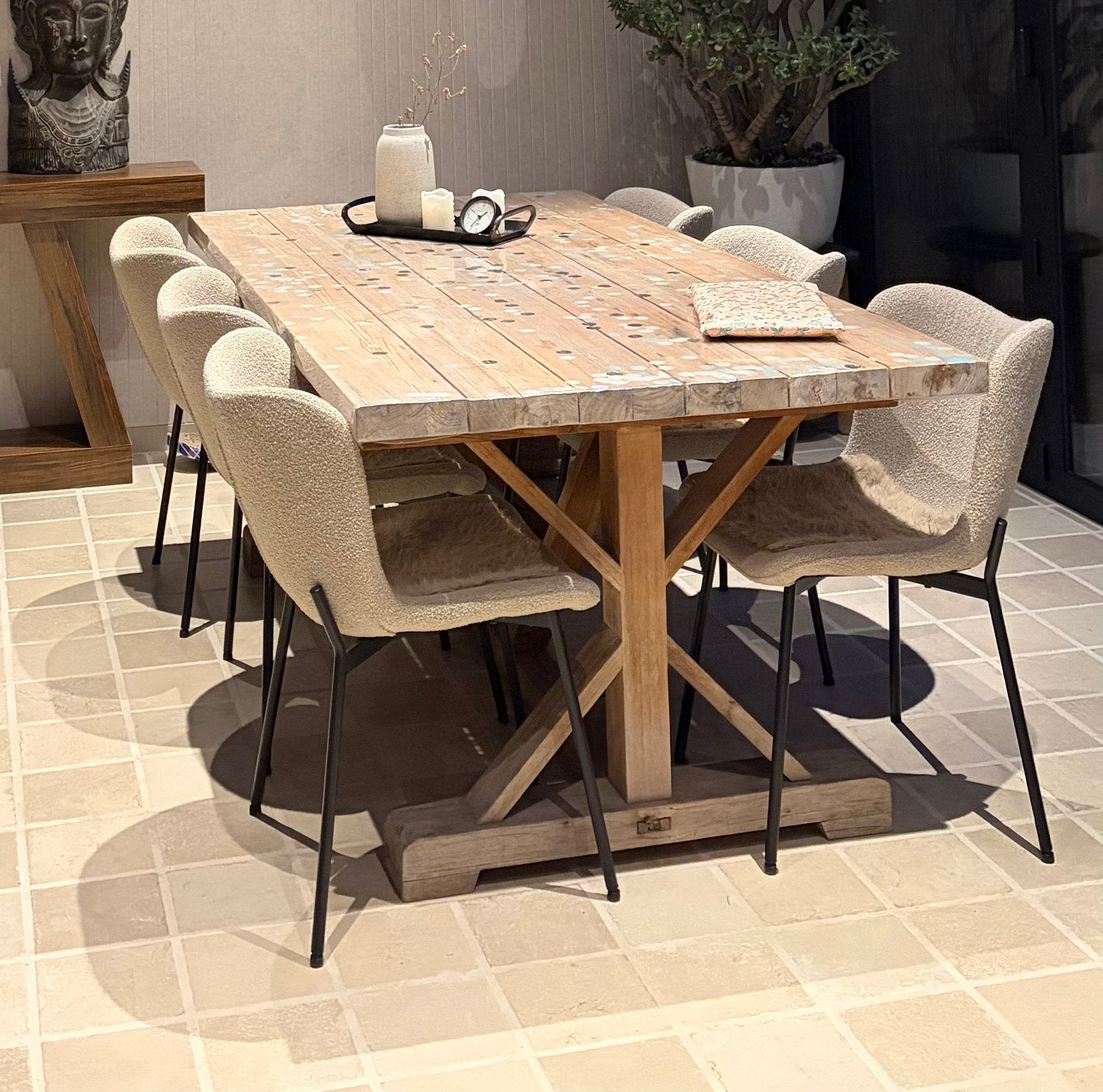 Klooster tafel hout massief, Ophalen, 200 cm of meer, 50 tot 100 cm, Zo goed als nieuw