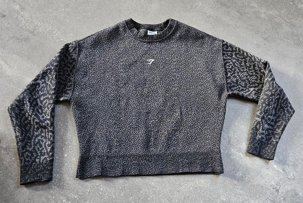 Gymshark trui zwart animal print - maat S, Zwart, Ophalen of Verzenden, Maat 36 (S), Gymshark