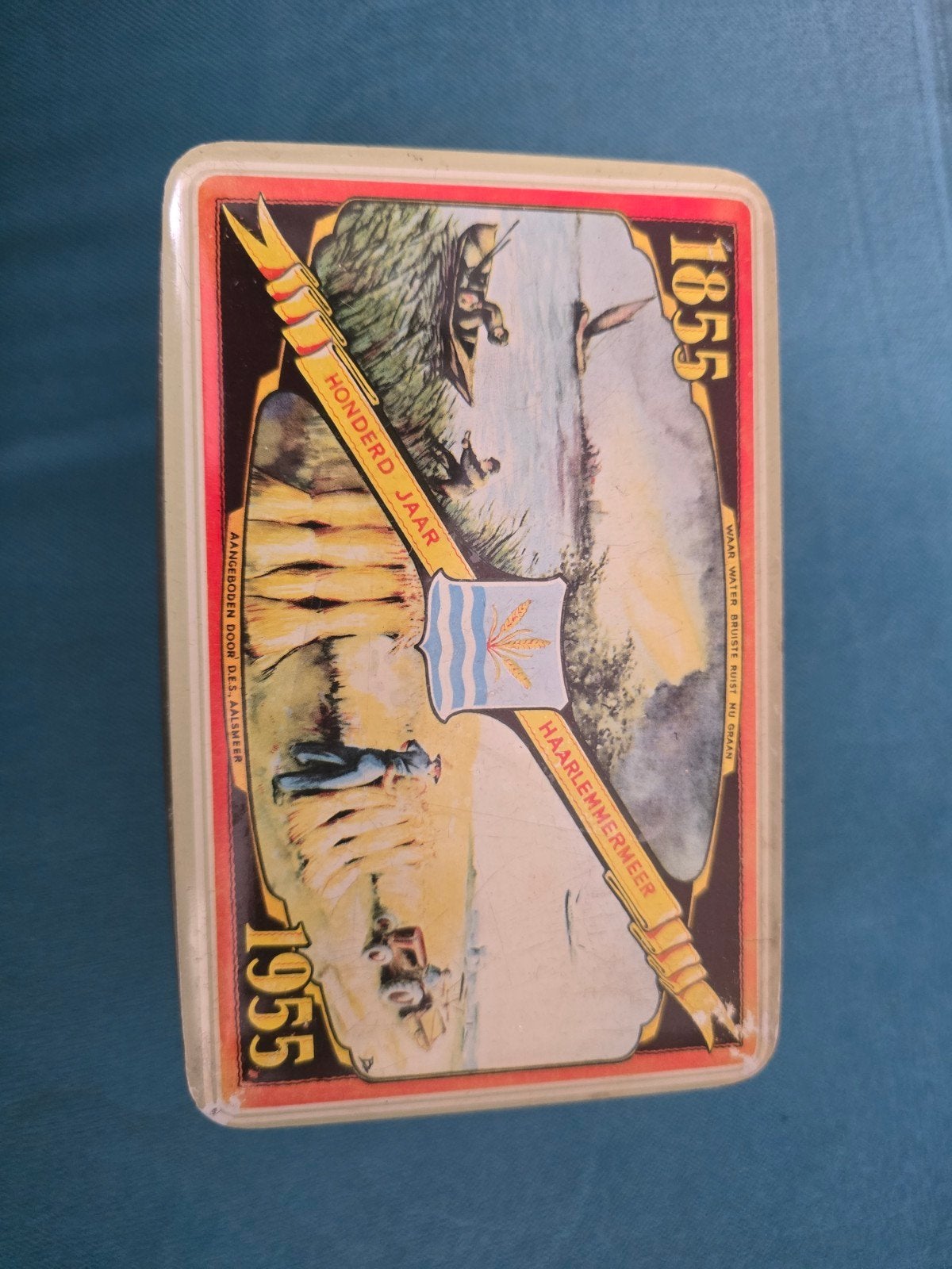 Vintage blikken doos Haarlemmermeer 1855-1955, Verzamelen, Blikken, Ophalen