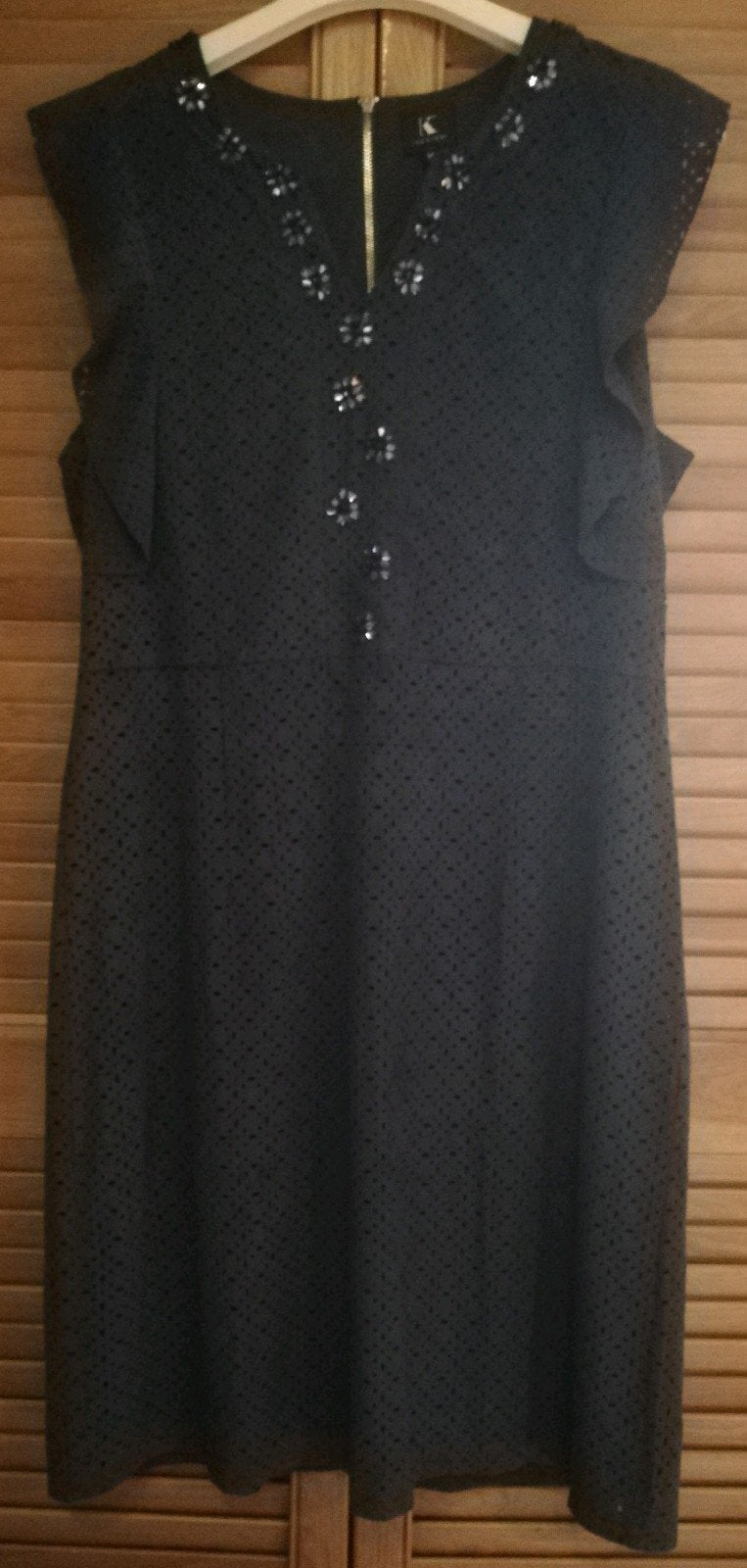 K-Design diep donkerblauwe mouwloze jurk met steentjes mt M, K-design, Blauw, Zo goed als nieuw, Boven de knie