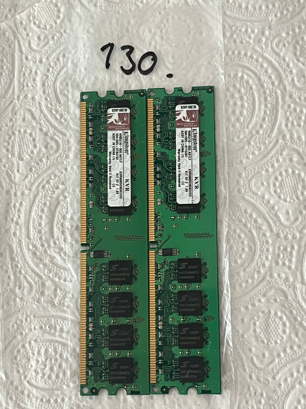 #130- Kingston KVR DDR2 RAM Geheugenmodules - 2x 2GB, Computers en Software, RAM geheugen, Gebruikt, Verzenden, Server, DDR2