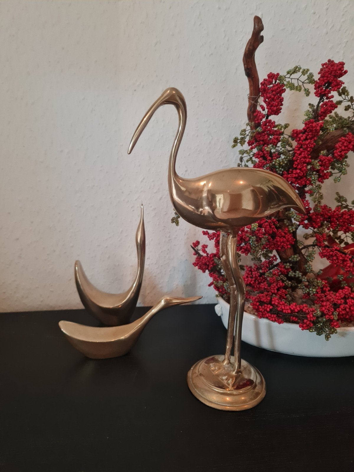 3 messing vogels vintage zwanen kraanvogel, Ophalen of Verzenden