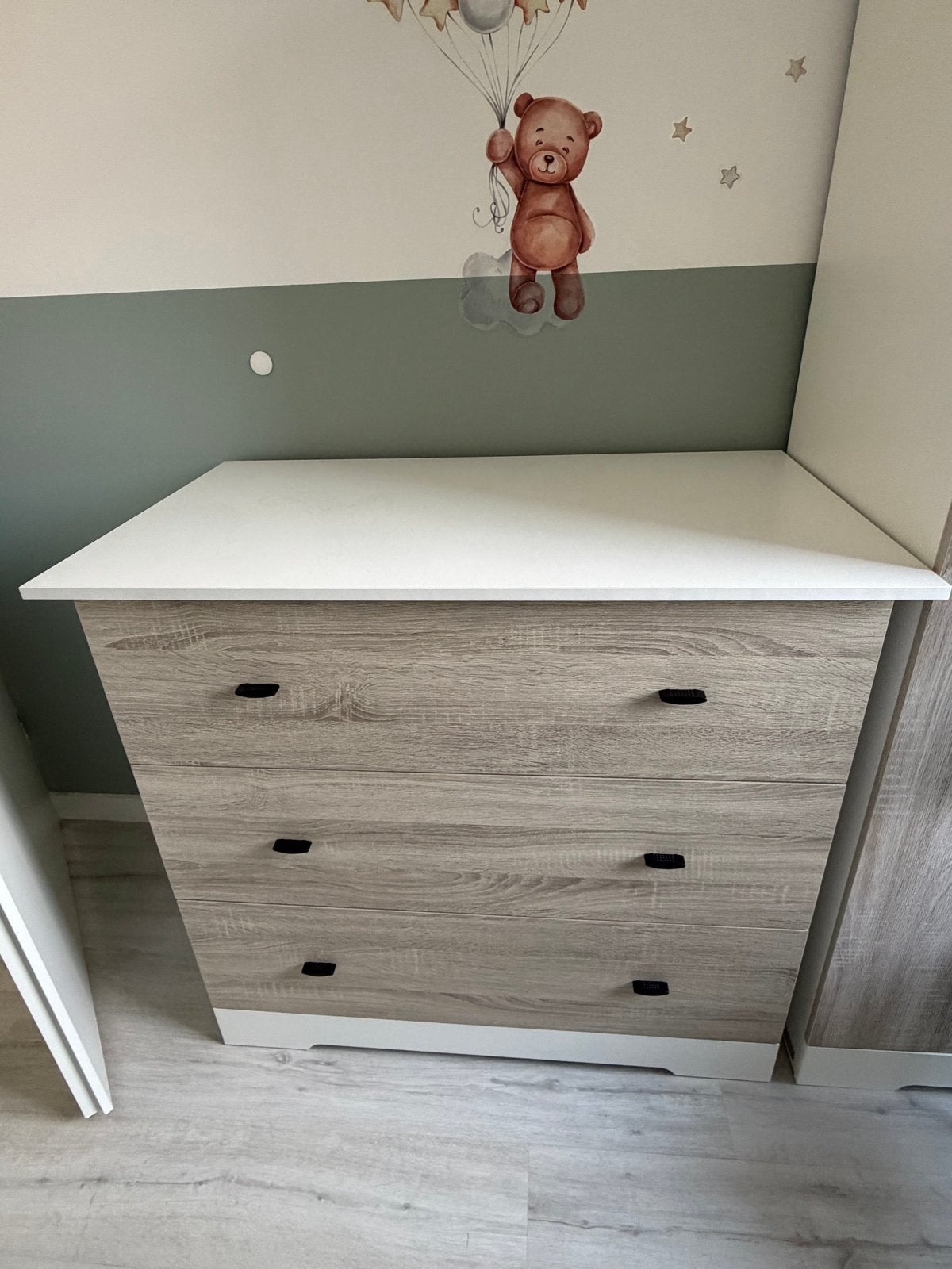 Commodekast wit met licht eiken, zeer goede staat, Kinderen en Baby's, Ophalen, 70 cm of meer, Zo goed als nieuw, 75 tot 100 cm