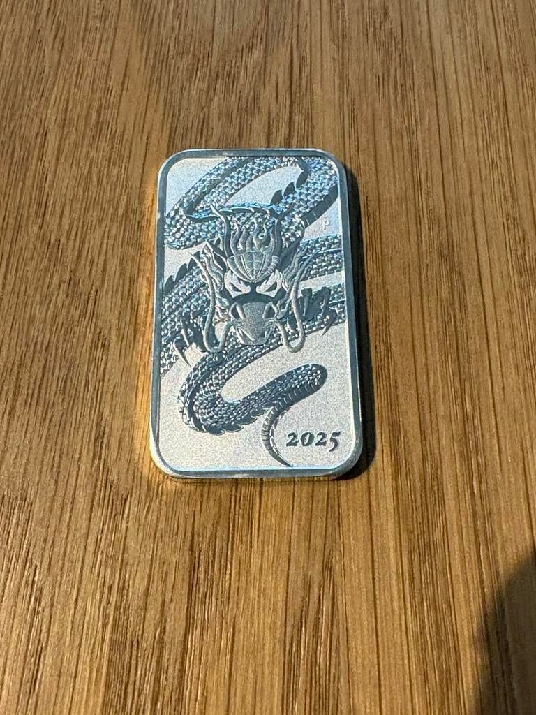 1 ounce zilver dragon rectangular 2025, Ophalen of Verzenden, Zilver