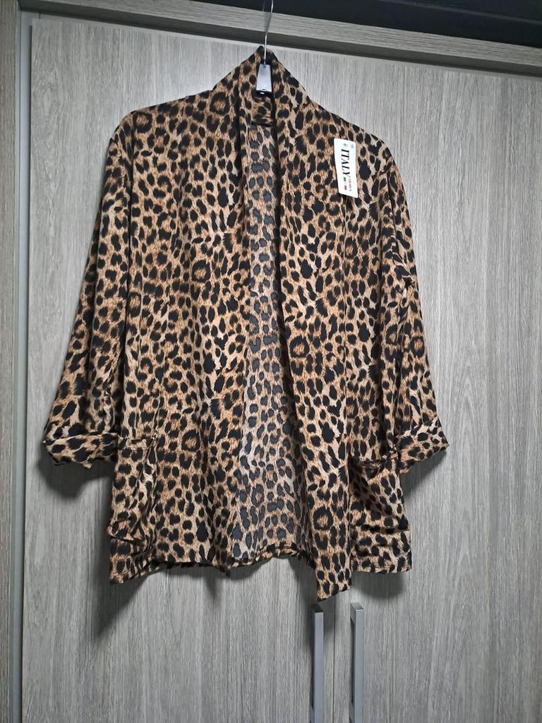 Jasje panterprint maat 46, Bruin, Maat 46/48 (XL) of groter, Nieuw, Jasje