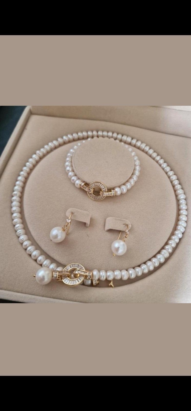 Echte parel sieraden set, Sieraden, Tassen en Uiterlijk, Kettingen, Ophalen of Verzenden, Nieuw, Wit, Overige materialen