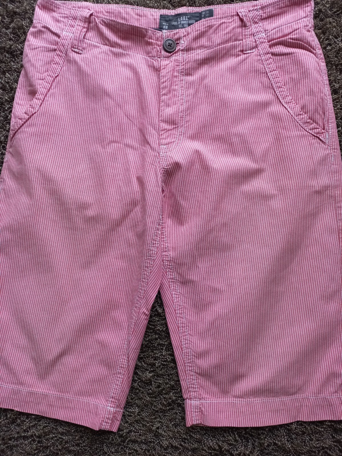 H&M L.O.G.G. gestreepte bermuda rood/wit maat 170, H&M L.O.G.G., Overige maten, Ophalen of Verzenden, Zo goed als nieuw