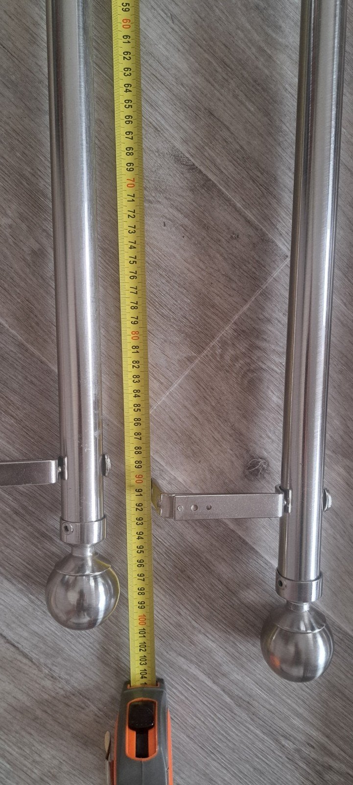 RVS gordijnroede - 3 stuks Met eind knop en beugels, Huis en Inrichting, Stoffering | Gordijnen en Lamellen, Ophalen of Verzenden