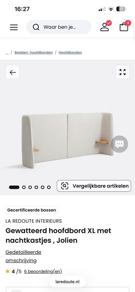 Gewatteerd hoofdbord met nachtkastjes, Ophalen of Verzenden, Zo goed als nieuw, 65 cm of meer, 70 cm of meer