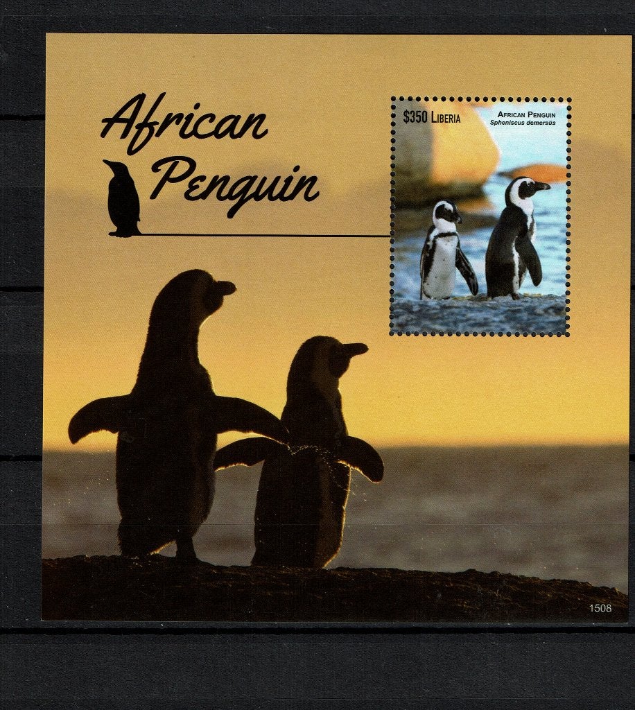liberia 2015 pf blok pinguins vogels penguis birds 4, Ophalen of Verzenden, Postfris, Dier of Natuur
