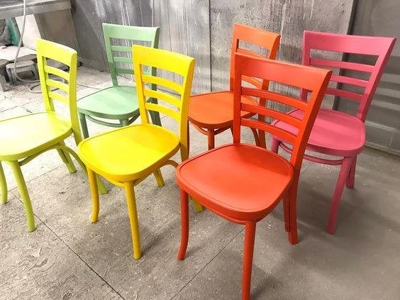 cafestoelen eetkamerstoelen thonet stoelen in kleur, Gebruikt, Bruin, Verzenden, Stof