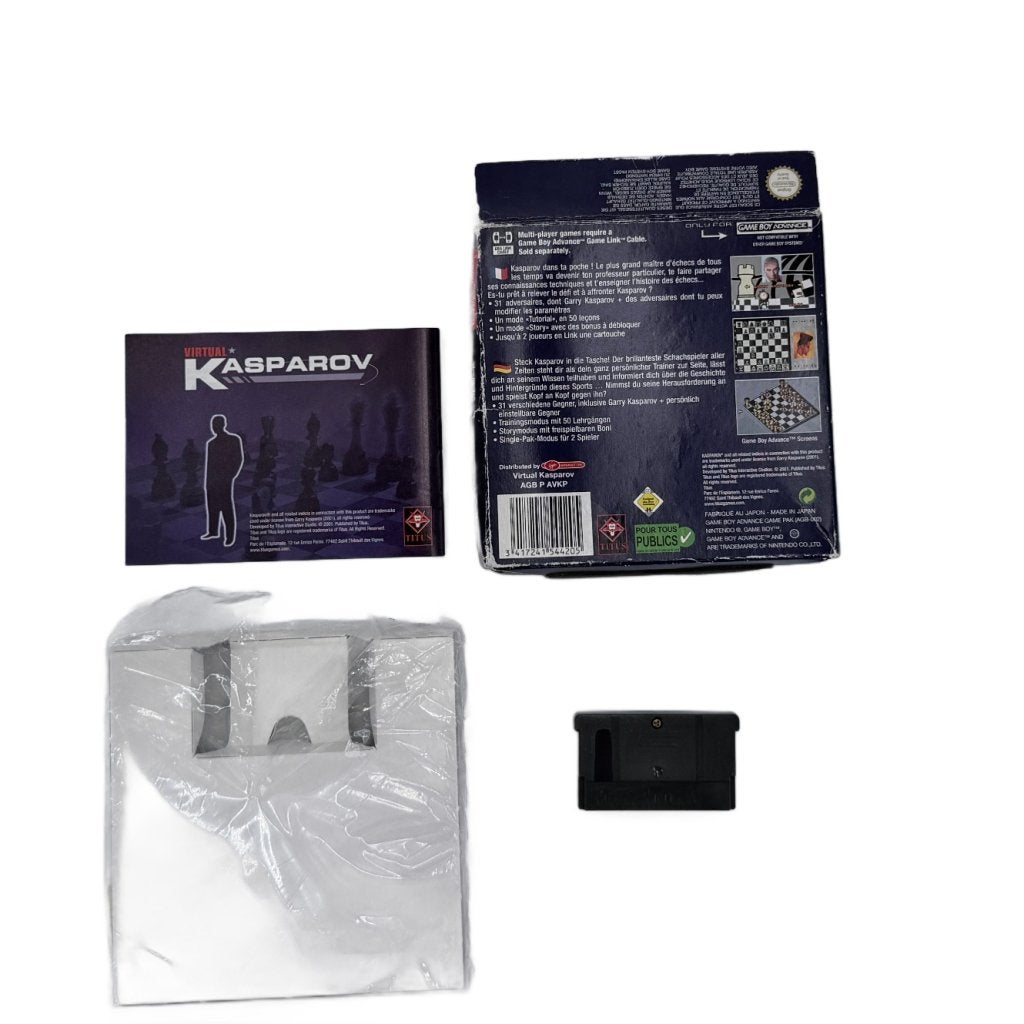 Virtual Kasparov – Game Boy Advance PAL – Compleet in Doos, Nintendo, Gebruikt, Support@nintendo.com, 11-1 Hokotate-cho, Kamitoba, Minami-ku
Kyoto 601-8501
Japan