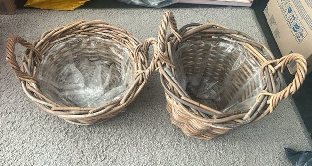 Rotan plantenpot met handvatten, Met handvatten, Gebruikt, Rond, Ophalen of Verzenden