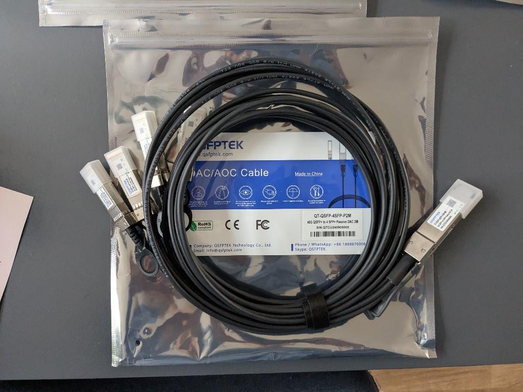 Diverse Mellanox en QSFPTEK SFP+ DAC's, Ophalen of Verzenden, Refurbished