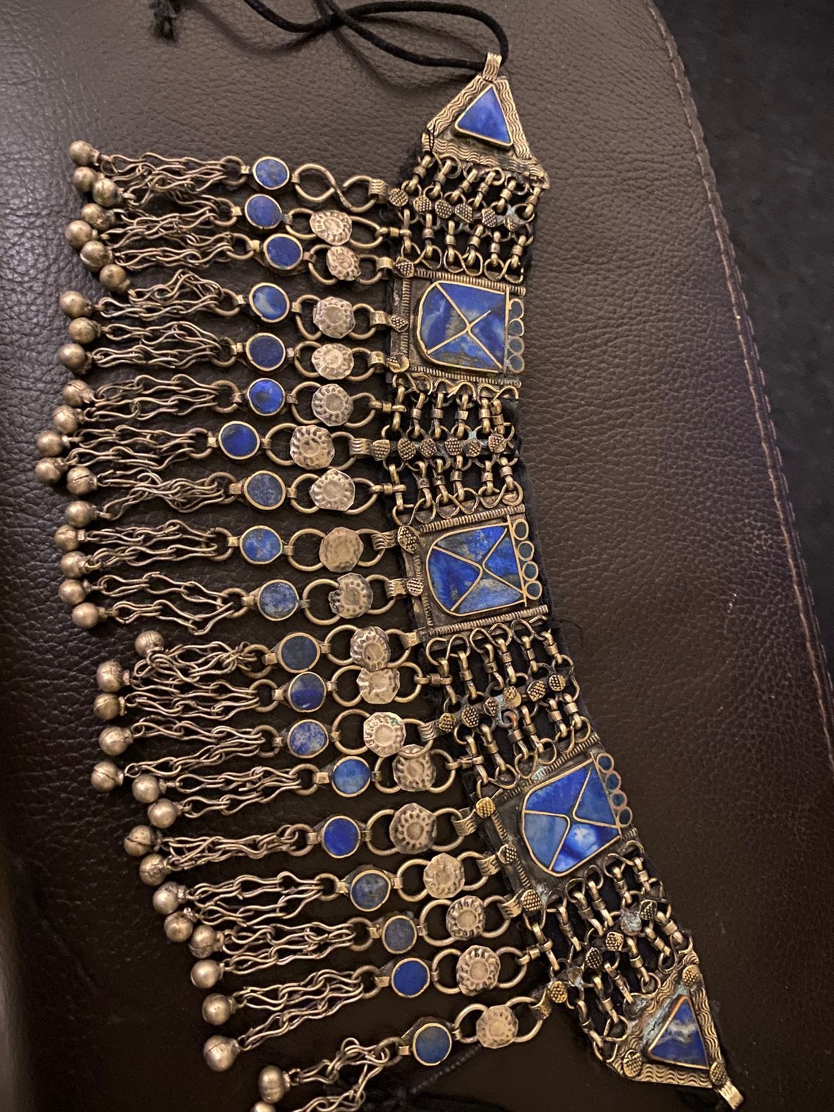 Afgaanse kuchi tribal choker, Verzenden, Zo goed als nieuw, Blauw, Zilver