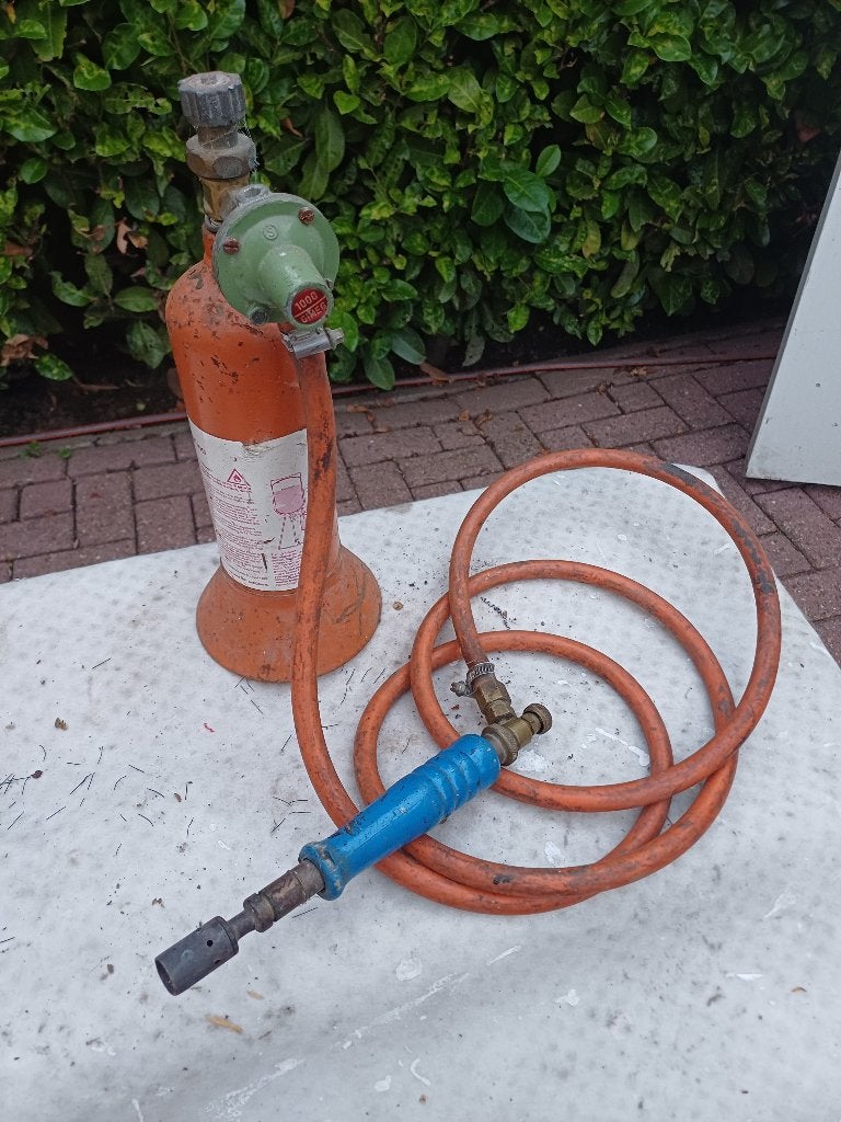 Kayser-Werk Dortmund Gasbrander / Soldeerbrander kleine fles, Ophalen, Gebruikt